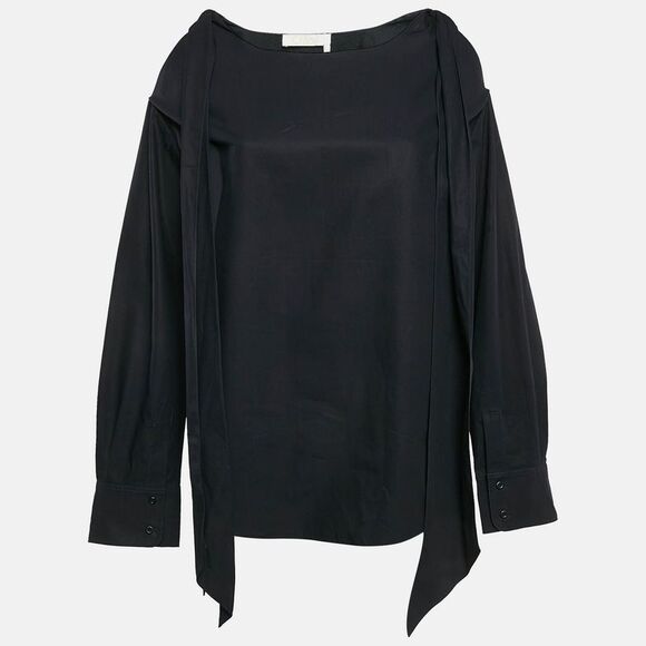 Chloe Navy Blue Cotton Cold-Shoulder Blouse M,New Products : American Fashion Style Bags On Sale